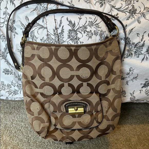 Coach Tan and Brown Signature Shoulder Bag - Picture 1 of 4
